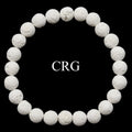 QTY 1 - White Lava Rock Tumbled Bead Stretch Bracelet / 8mm AVG