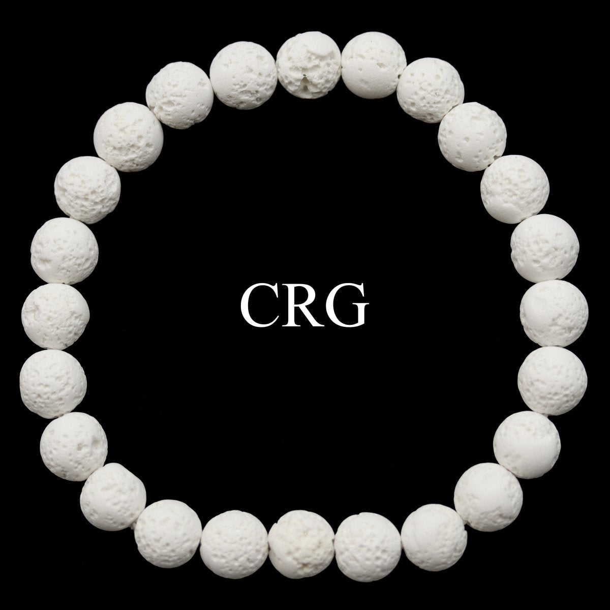 QTY 1 - White Lava Rock Tumbled Bead Stretch Bracelet / 8mm AVG