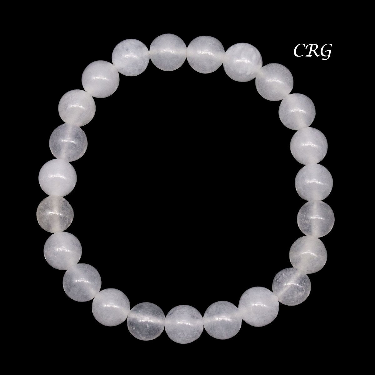 QTY 1 - White Quartz Tumbled Bead Stretch Bracelet / 8mm AVG