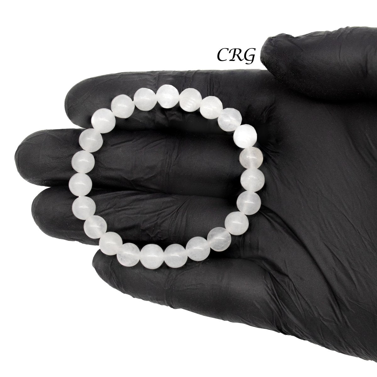 QTY 1 - White Quartz Tumbled Bead Stretch Bracelet / 8mm AVG