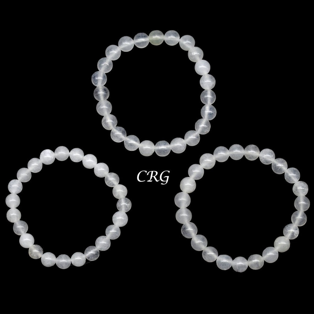 QTY 1 - White Quartz Tumbled Bead Stretch Bracelet / 8mm AVG