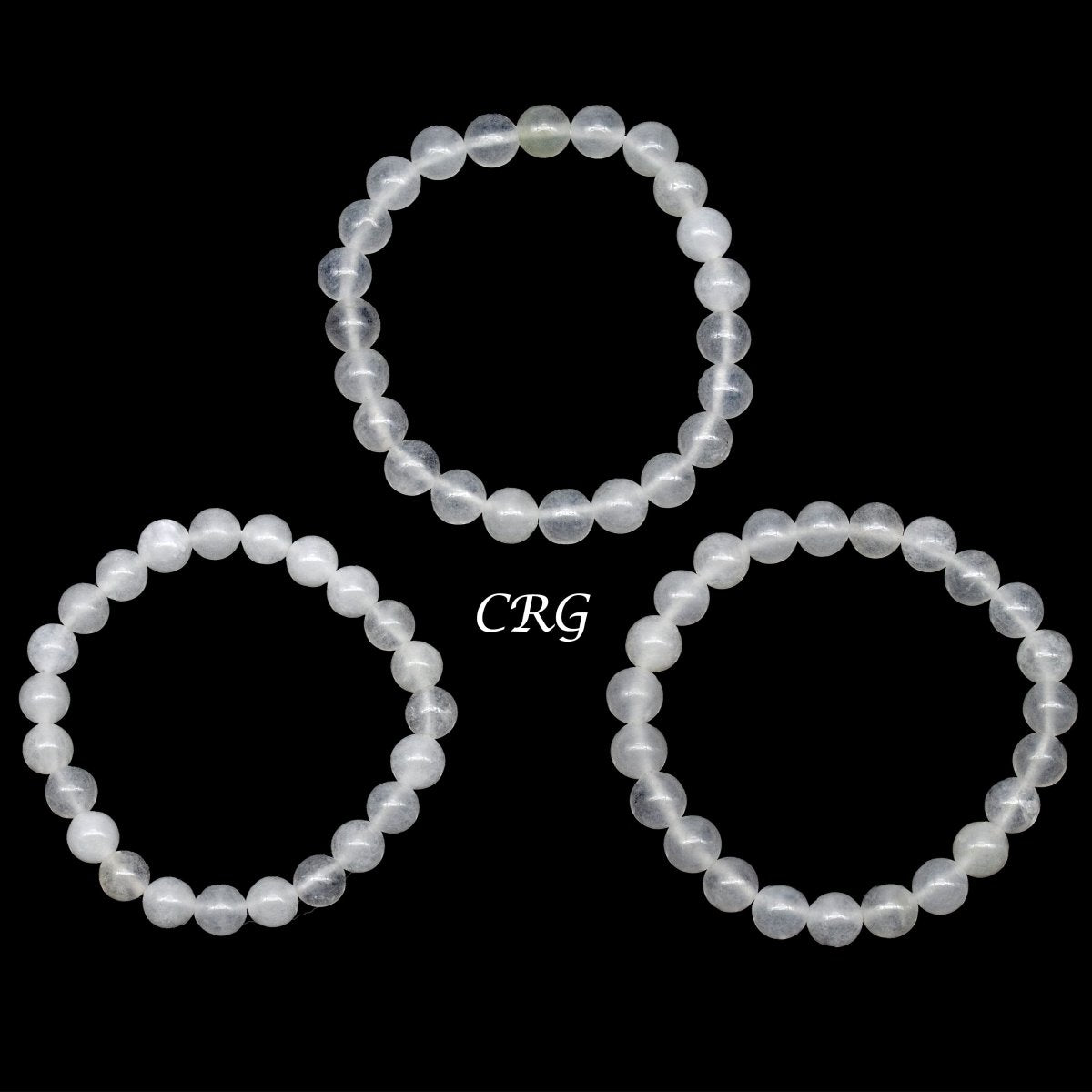 QTY 1 - White Quartz Tumbled Bead Stretch Bracelet / 8mm AVG