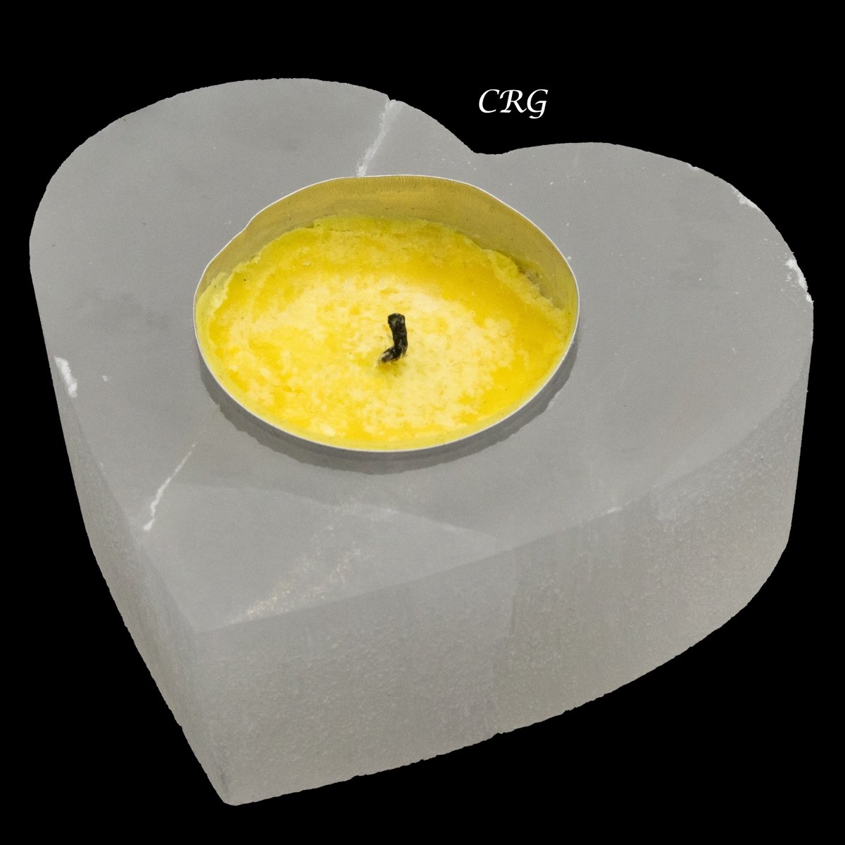 White Selenite Heart Candle Holder 3 to 3.5 inches (1 Piece)