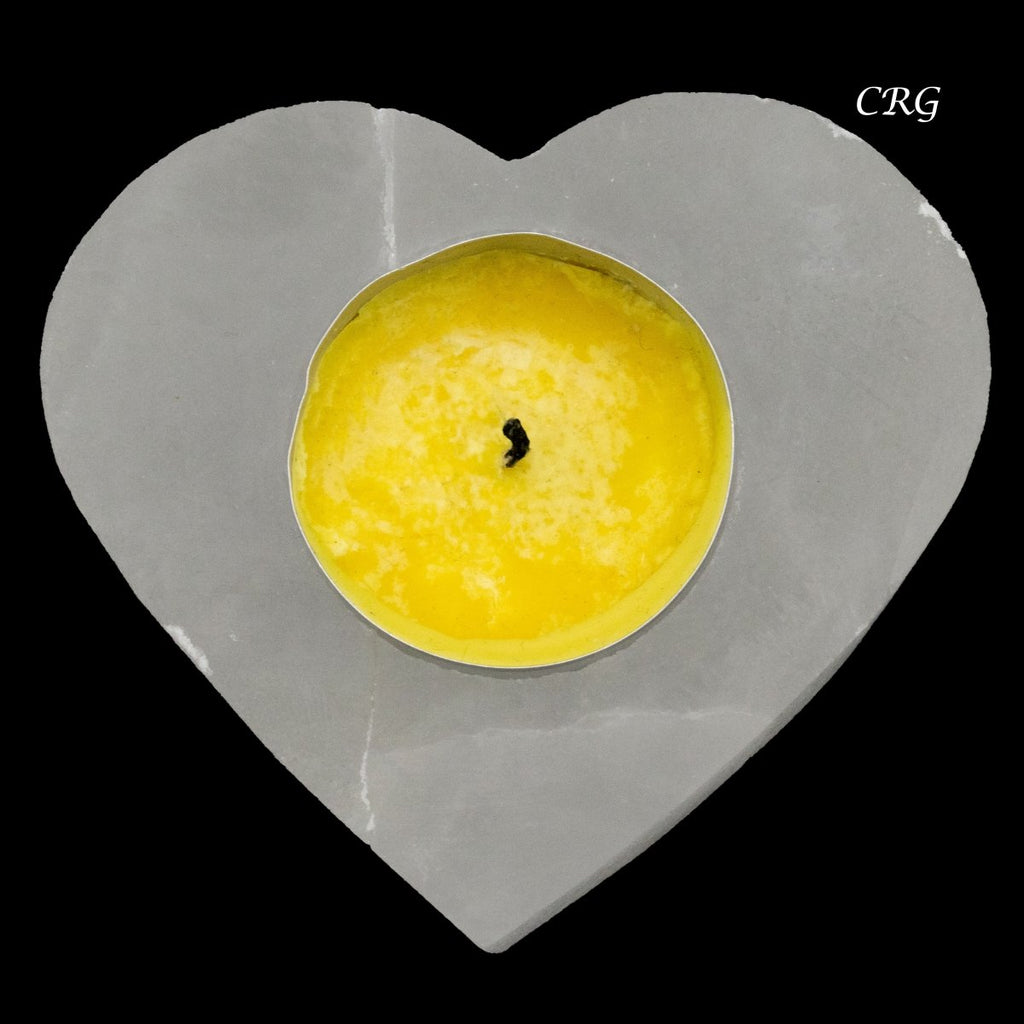 White Selenite Heart Candle Holder 3 to 3.5 inches (1 Piece)