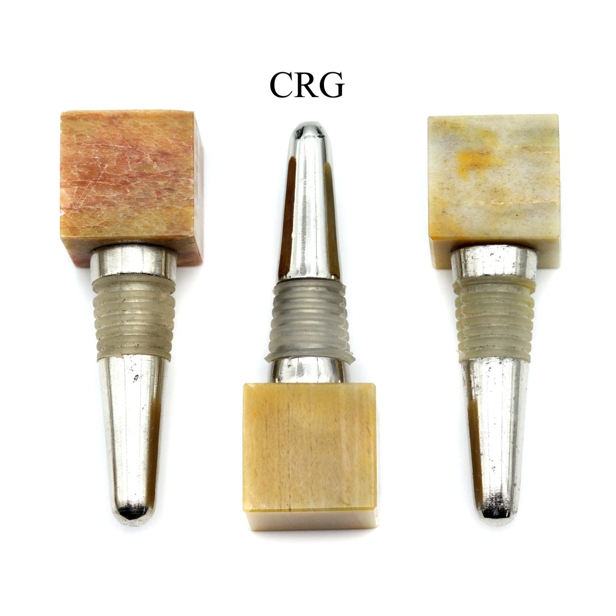 QTY 1 - Yellow Jasper Gemstone Cube Bottle Stopper / 1" AVG