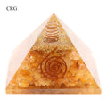 QTY 1 - Yellow Quartz and Aventurine Chip Orgonite Pyramid with Copper / 3" AVG