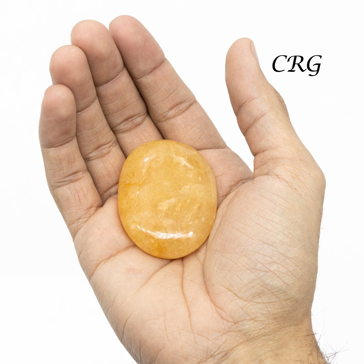 QTY 1 - Yellow Quartz Palm Stone / 2" Avg