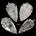 Quartz Arrowhead Pendants with Silver Wire Wrapping (4 Pieces) Size 1.5 Inches