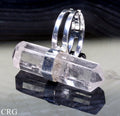 Clear Quartz Double Terminated Adjustable Ring with Silver Plating (1.5 Inches) (1 Piece)