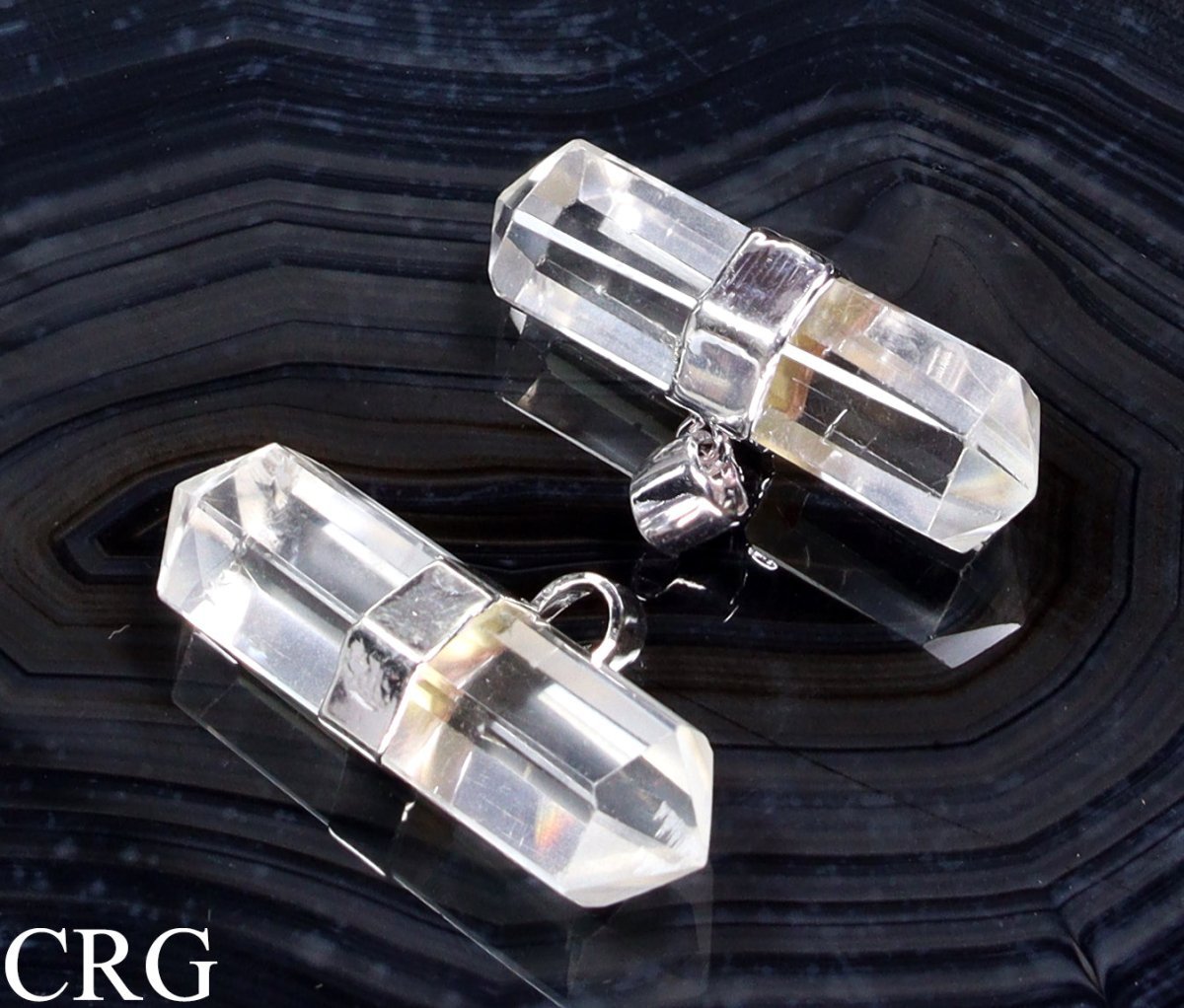 Clear Quartz Double Terminated Pendant with Silver Plating (1.5 To 2 Inches) (1 Piece)