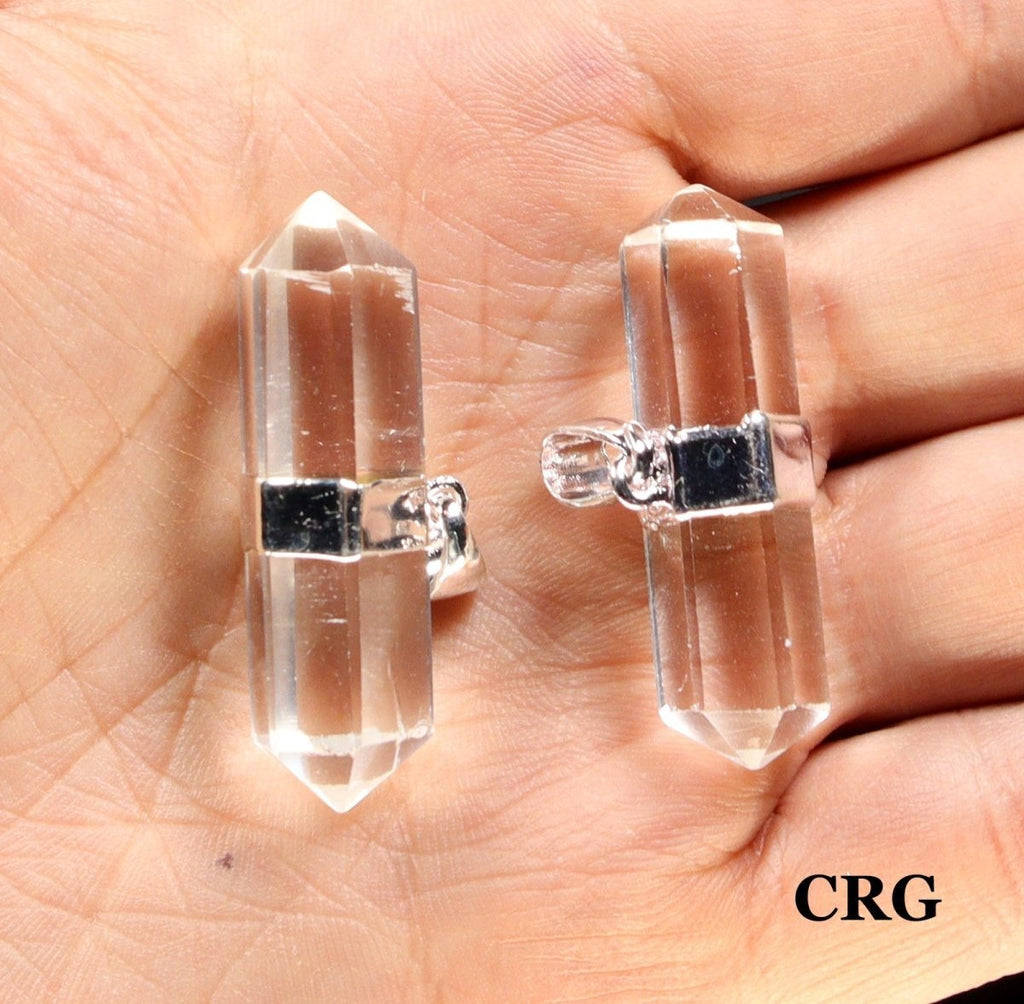 Clear Quartz Double Terminated Pendant with Silver Plating (1.5 To 2 Inches) (1 Piece)