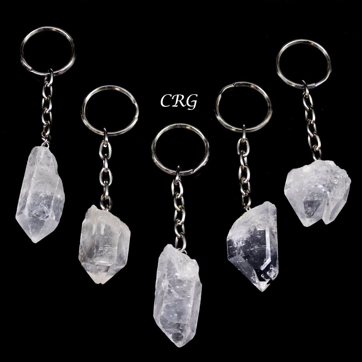 Crystal Quartz Raw Point Keychains (1 To 1.5 Inches) (5 Pieces)