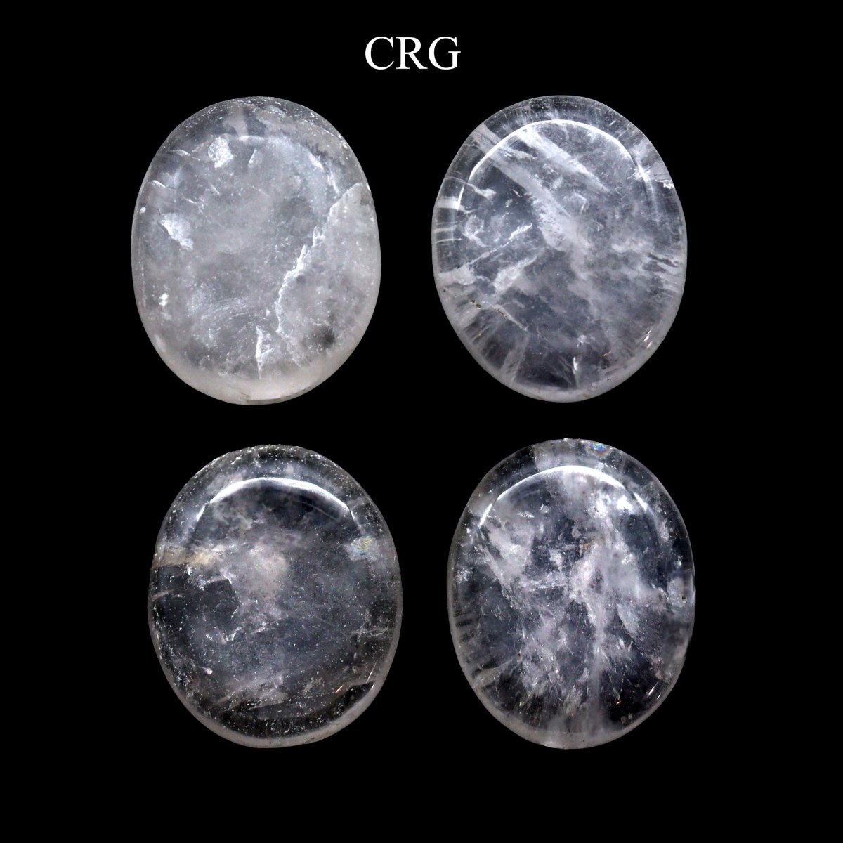 Quartz Palm Stones (50 mm) (2 Pcs) Clear Crystal Gemstone
