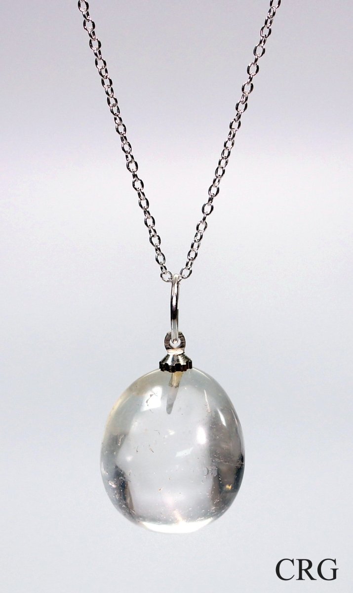 Quartz Pendant with Silver-Plated Bail (4 Pieces) Size 1 Inch (INJD)