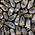 Clear Quartz Point Pendant with Gold Plating (1 to 1.5 Inches) (4 Pieces)