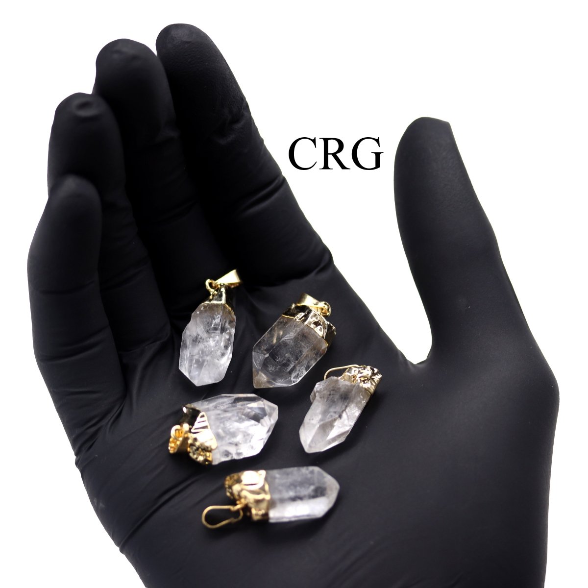 Clear Quartz Point Pendant with Gold Plating (1 to 1.5 Inches) (4 Pieces)