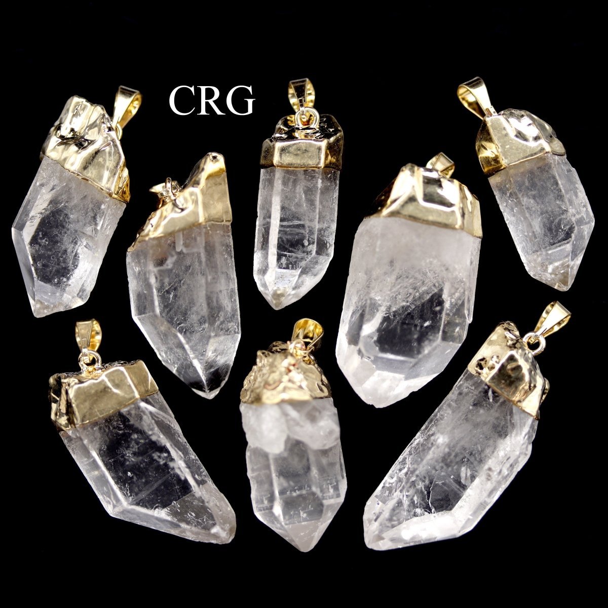 Clear Quartz Point Pendant with Gold Plating (1 to 1.5 Inches) (4 Pieces)