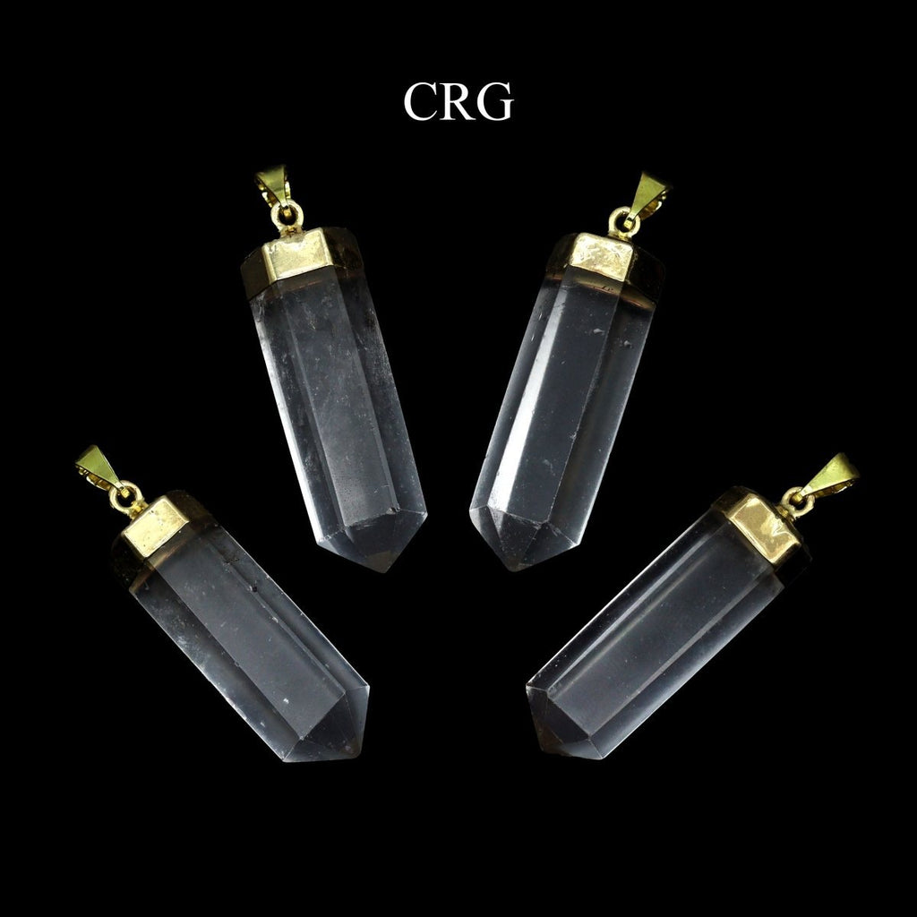 Clear Quartz Polished Point Pendant with Gold Plating (1 To 1.5 Inches) (2 Pieces)