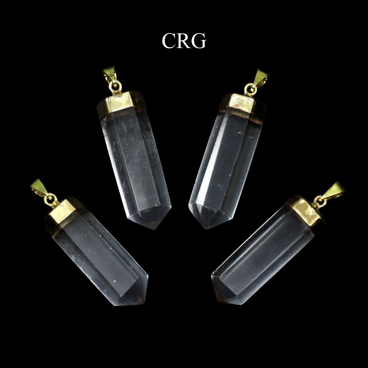 Clear Quartz Polished Point Pendant with Gold Plating (1 To 1.5 Inches) (2 Pieces)