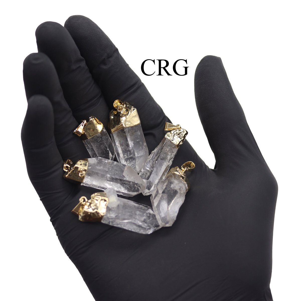 Clear Quartz Point Pendant with Gold Plating (0.5 Inch) (4 Pieces)