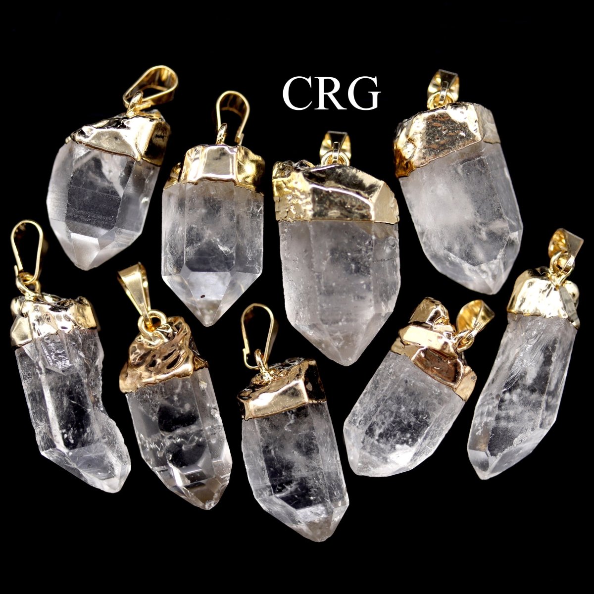 Clear Quartz Point Pendant with Gold Plating (0.5 Inch) (4 Pieces)