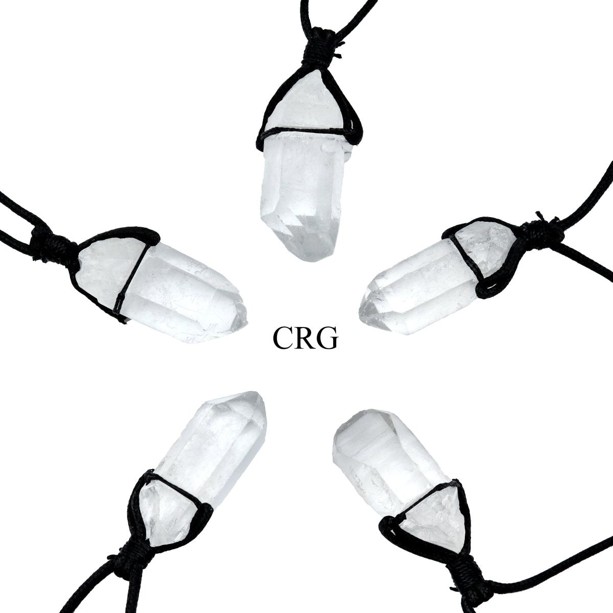 Quartz Rough Necklace on Black Cord (13 Inches) (4 Pieces)