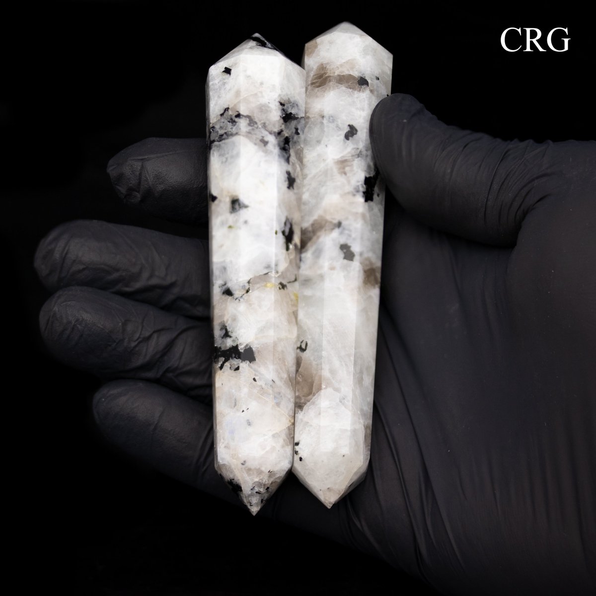 Rainbow Moonstone Double Pointed Wand (1 Piece) Size 3 to 5 Inches 8-Sided Double-Terminated Crystal