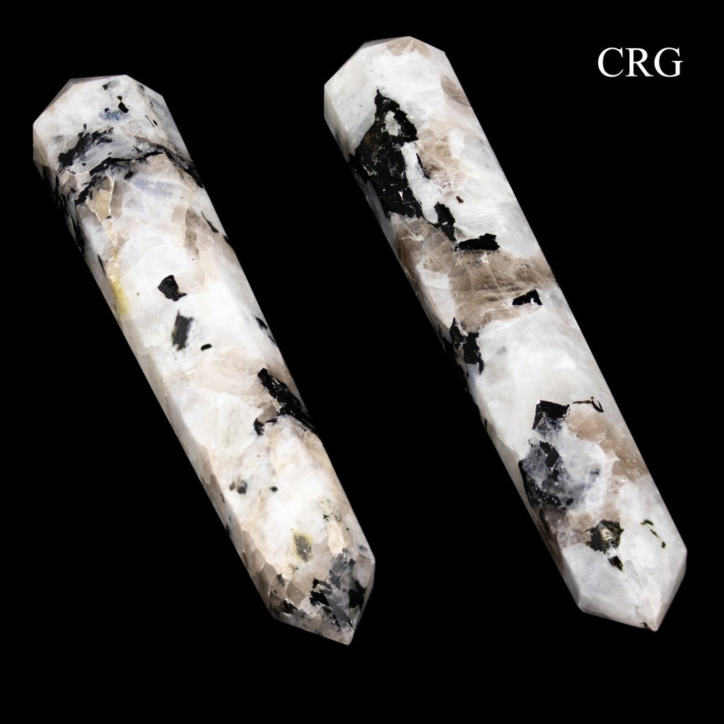 Rainbow Moonstone Double Pointed Wand (1 Piece) Size 3 to 5 Inches 8-Sided Double-Terminated Crystal