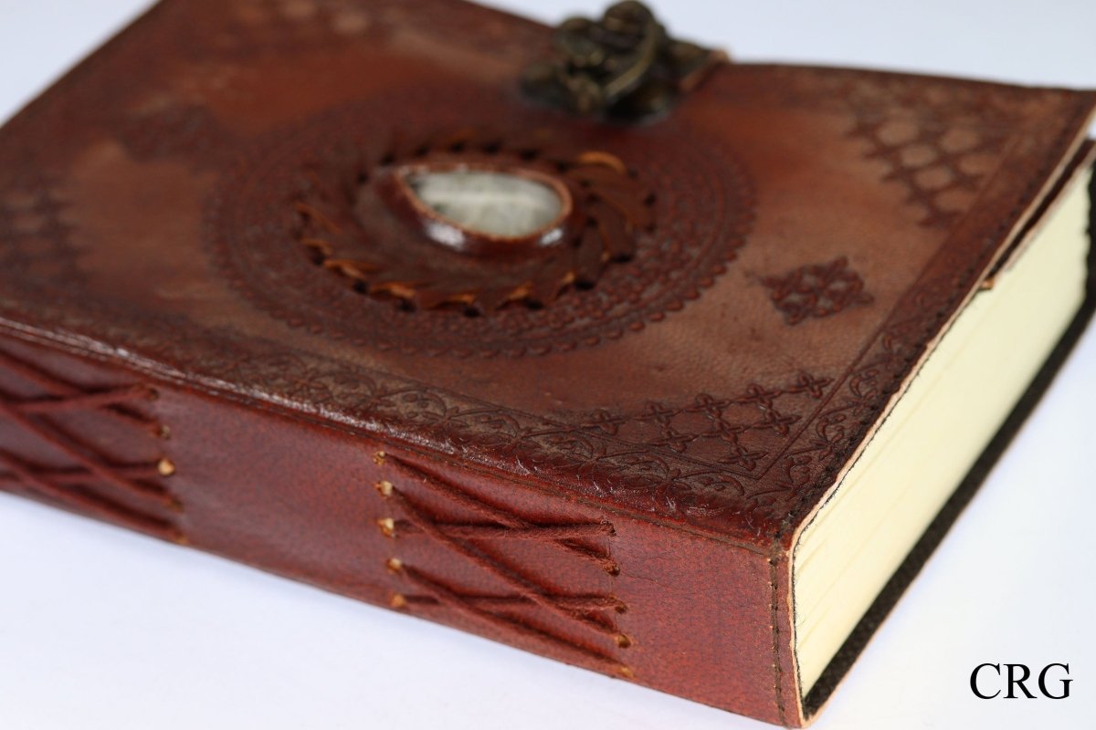 Rainbow Moonstone Leather Notebook / 6.7" x 4.7"