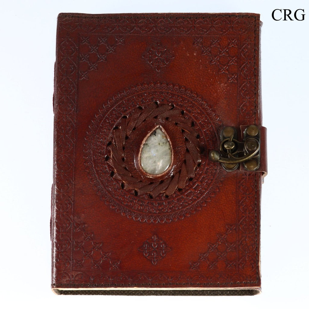 Rainbow Moonstone Leather Notebook / 6.7" x 4.7"