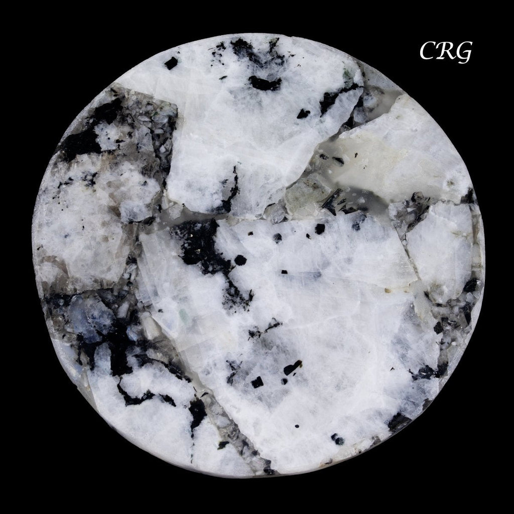 Rainbow Moonstone Resin Coaster (1 Piece) Size 4 Inches Round Crystal Gemstone Home Decor