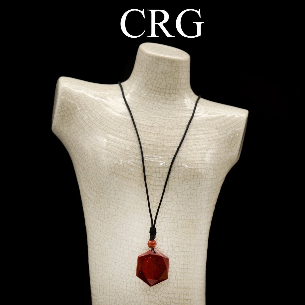 Red Jasper Faceted Hexagon Pendant with Black Cord (4 Pieces) Size 1 Inch (INJD)