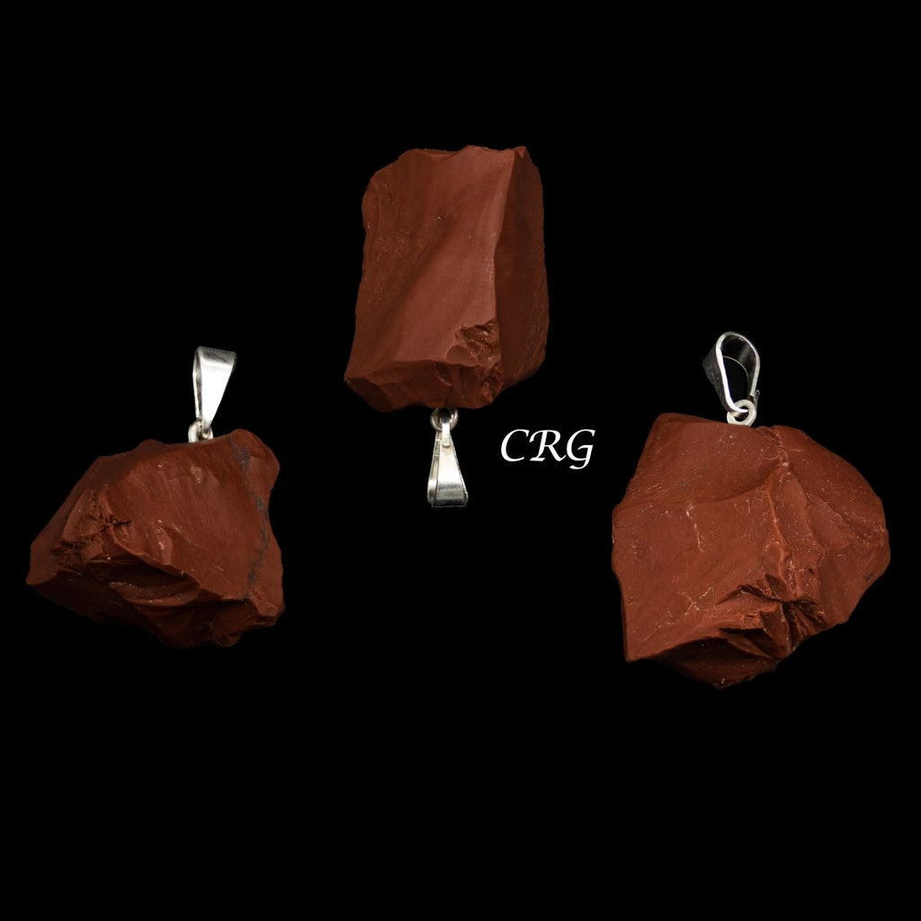 Red Jasper Rough Rock Pendant with Silver Bail (5 Pieces) Size 18 to 22 mm Crystal Jewelry Charm