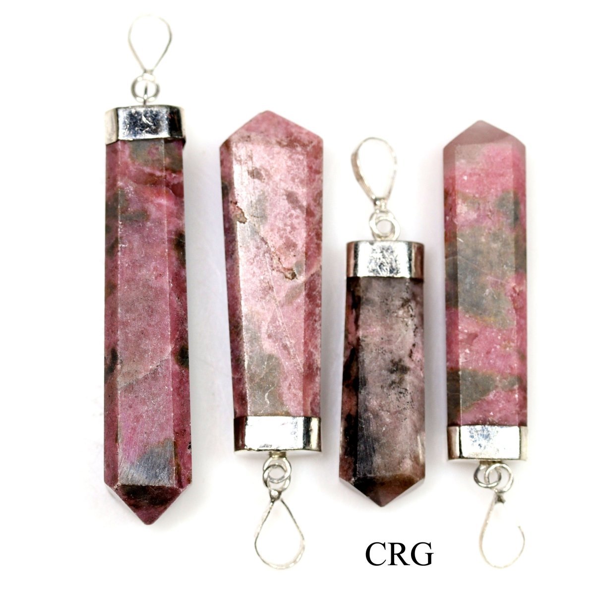 Rhodonite Pendant with Silver Plating (1 Piece) Size 1.5 to 2 Inches Crystal Jewelry Charm