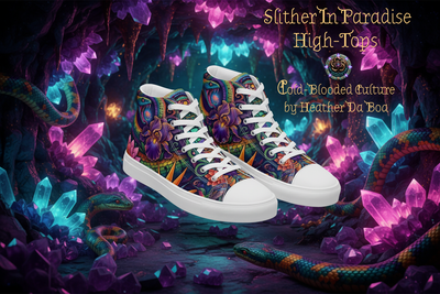 Slither In Paradise High-Tops | Cold-Blooded Culture by Heather Da Boa