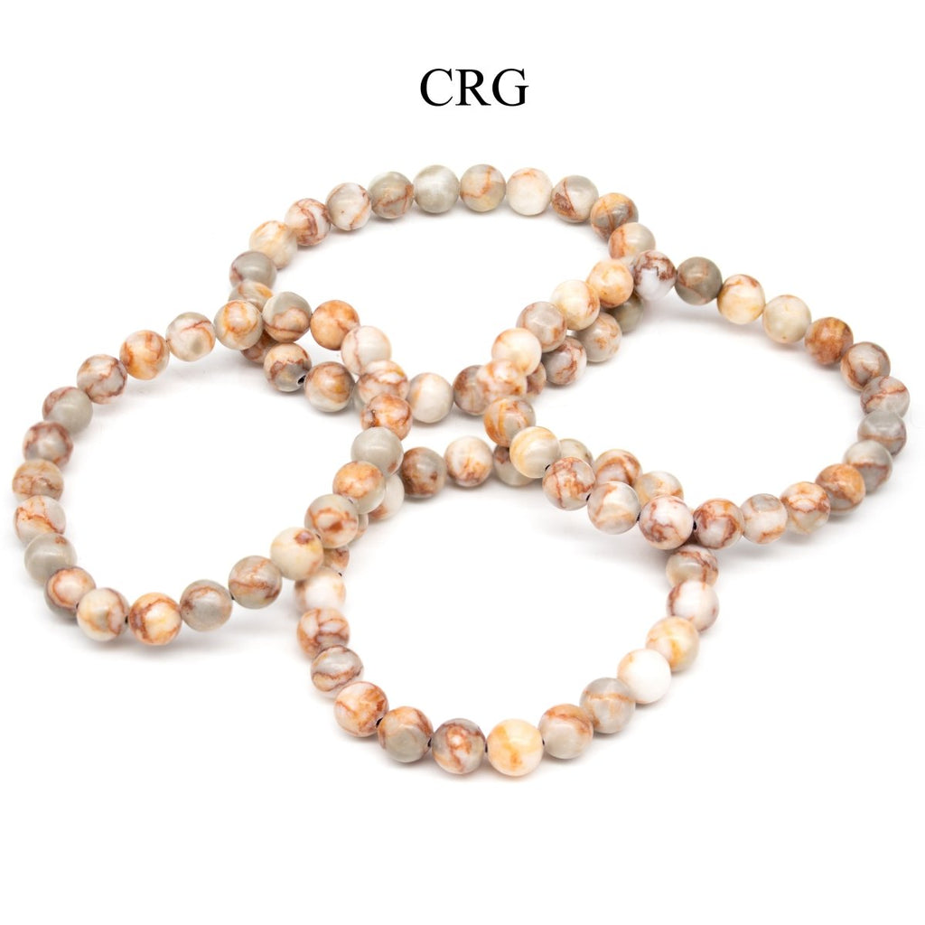 Tricolor Calcite Round Bead Stretch Bracelet (8 mm) (1 Piece)
