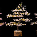 Rose Quartz 300 Chip Tree with Wood Base and Gold Wire (1 Piece) Size 9 Inches Crystal Gemstone Tree