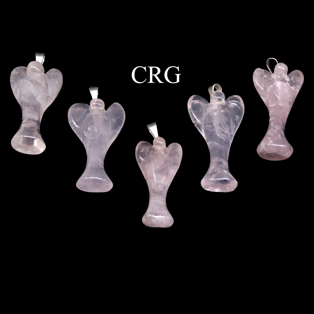 Rose Quartz Angel Pendant with Silver Plated Bail (1 To 1.5 Inches) (5 Pieces)