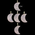 Rose Quartz Crescent Moon Pendant with Silver Bail (5 Pieces) Size 35 to 45 mm Crystal Jewelry Charm