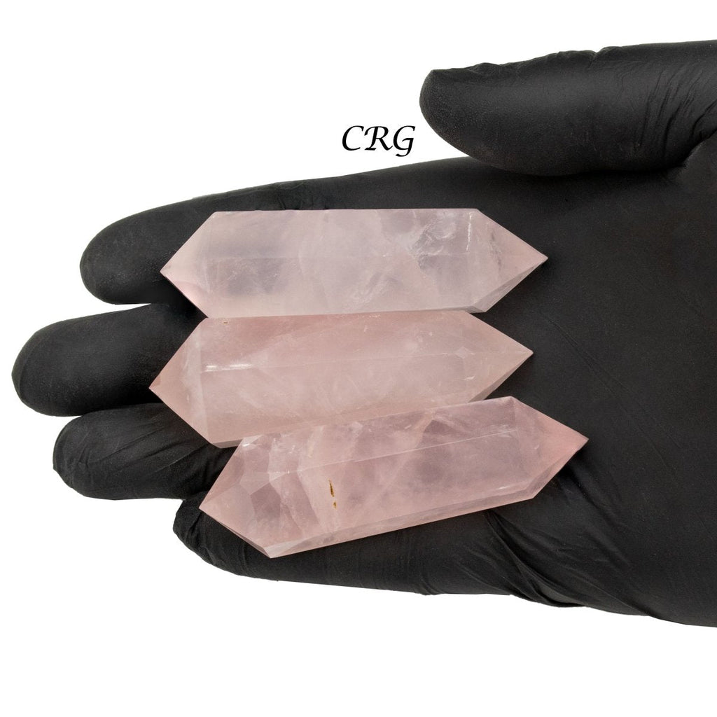 Rose Quartz Double Terminated Point (4 Pieces) Size 3 Inches 6-Sided Crystals