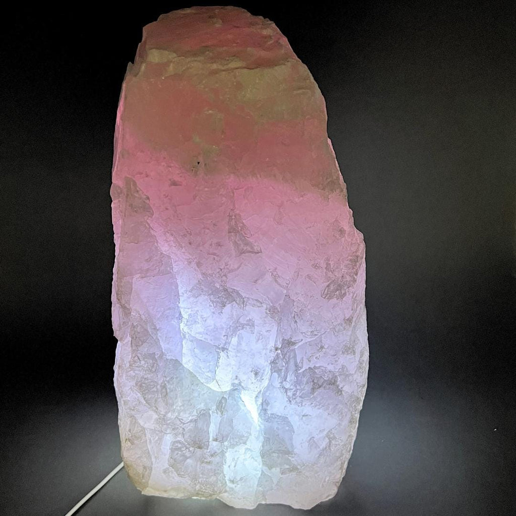 Rose Quartz Lamp 3 Inch Wood Base Size 2.5 to 3.5 Inches Crystal Decor