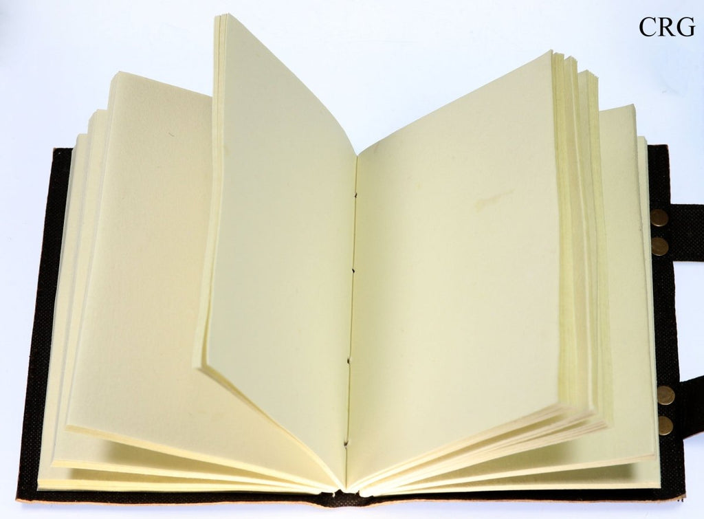 Rose Quartz Leather Notebook (1 Piece) Size 17 by 12 cm Parchment Paper Crystal Journal
