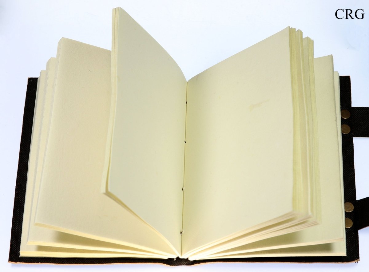 Rose Quartz Leather Notebook (1 Piece) Size 17 by 12 cm Parchment Paper Crystal Journal