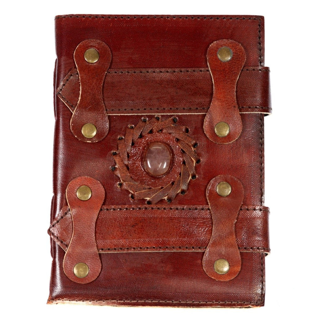 Rose Quartz Leather Notebook (1 Piece) Size 17 by 12 cm Parchment Paper Crystal Journal