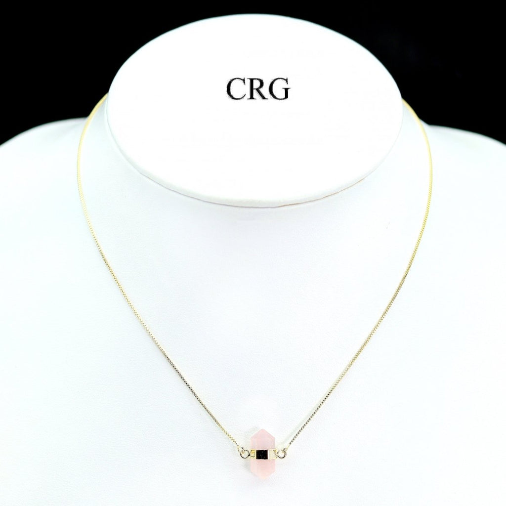 Rose Quartz Mini Point Necklace with Gold Plating (18 Inches) (1 Piece)