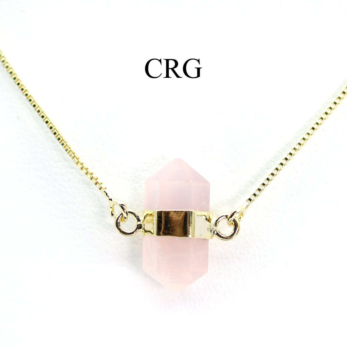 Rose Quartz Mini Point Necklace with Gold Plating (18 Inches) (1 Piece)