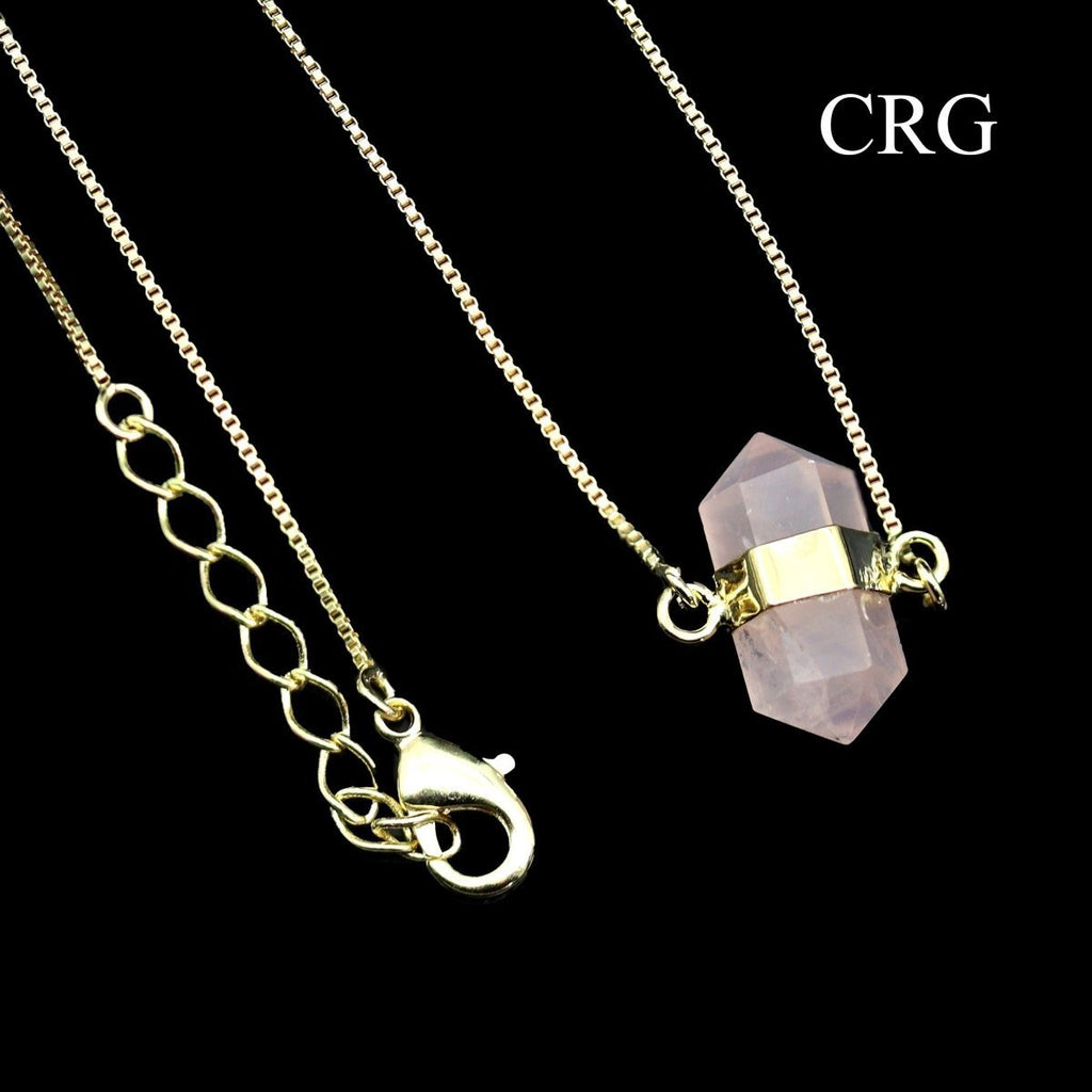 Rose Quartz Mini Point Necklace with Gold Plating (18 Inches) (1 Piece)