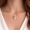 Rose Quartz Mini Point Necklace with Gold Plating (18 Inches) (1 Piece)