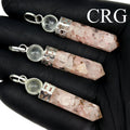 Rose Quartz Orgonite Point Pendant with Crystal Ball (1 in) Crystal Point Charm (4 pcs)
