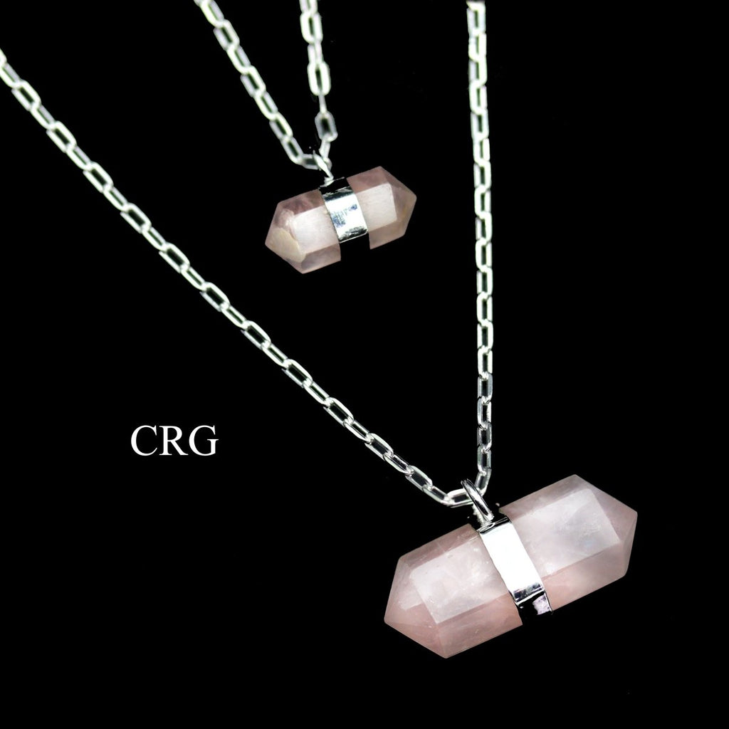 Rose Quartz Point Layered Necklace with Silver Plating (24 Inches) (1 Piece)